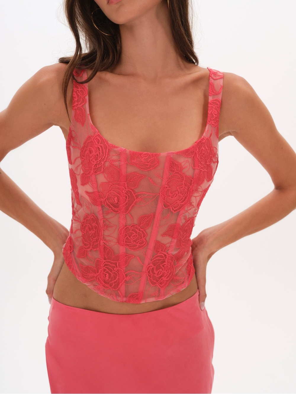 For Love & Lemons Embroidered Roses Bustier Top NWTs
